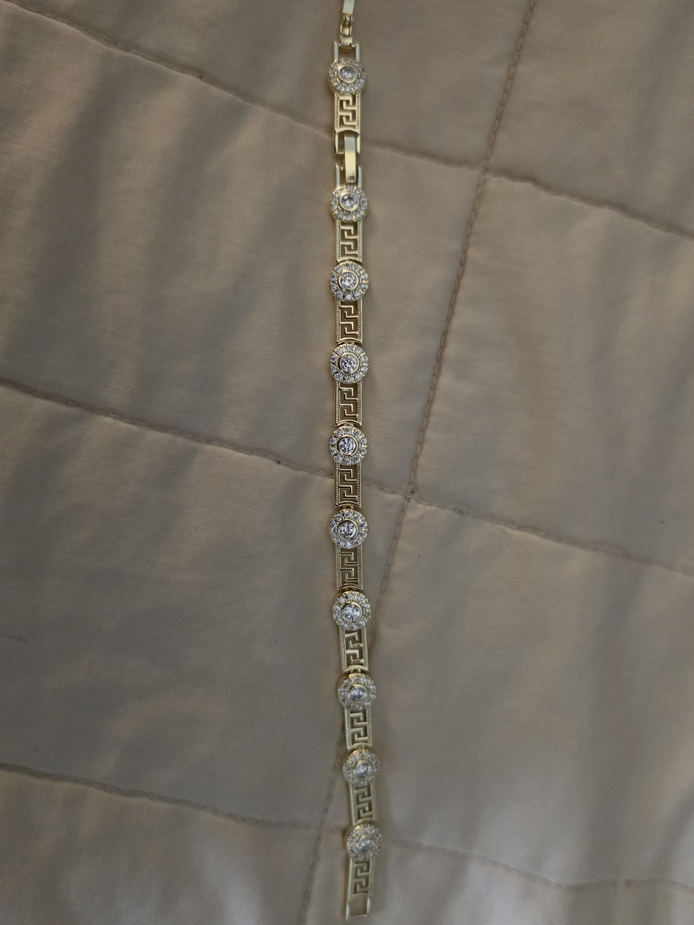 Gold-Tone Greek Key Crystal Link Bracelet - Women's Jewelry